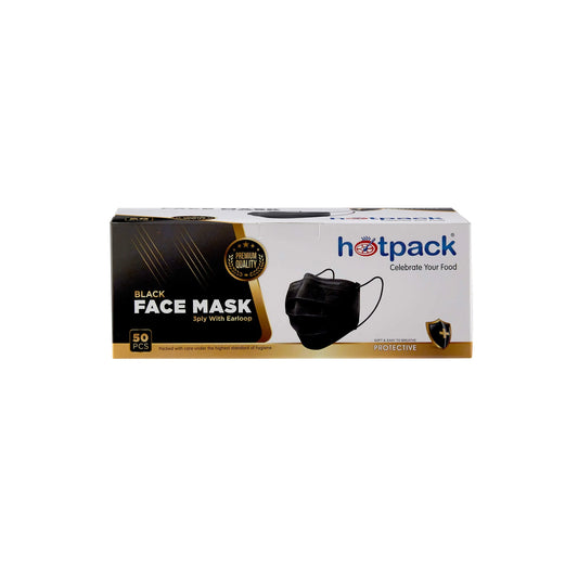 3 ply Black Face Mask with ear loop