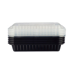 150 Pieces Black Base Rectangular Ribbed Container With Lids