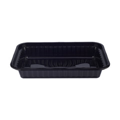 150 Pieces Black Base Rectangular Ribbed Container With Lids