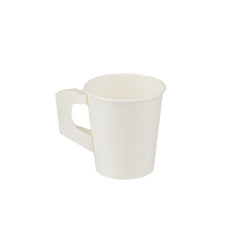 7 Oz White Single Wall Paper Cups  with handle 1000 Pieces