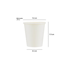 7 Oz White Single Wall Paper Cups  with handle 1000 Pieces