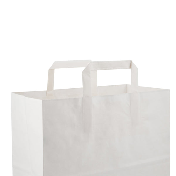 250 Pieces Paper Bag White Flat Handle 34x18x33.5 Cm – Hotpack.com.sa