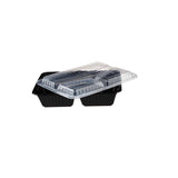 300 Pieces Black Base Rectangular Container 3 Compartments Lids Only