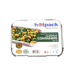 Aluminum Containers with Lid 83120 ( 1200 CC ) 235 Mm Length x 190 Mm Width x 35 Mm Height 10 Pieces - Hotpack Global