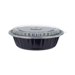 Black Base Round Ribbed Container with Lids 5  Pieces