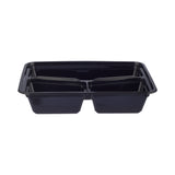 120 Pieces Black Base Rectangular Microwavable 3-Compartment Container With Lids