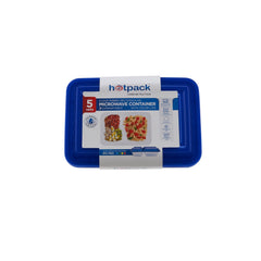 حاوية مستطيلة الشكل مضلعة شفافة مع أغطية ملونة 5 قطع