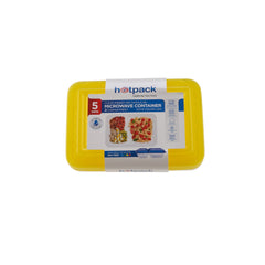 حاوية مستطيلة الشكل مضلعة شفافة مع أغطية ملونة 5 قطع