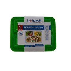 حاوية مستطيلة الشكل مضلعة شفافة مع أغطية ملونة 5 قطع