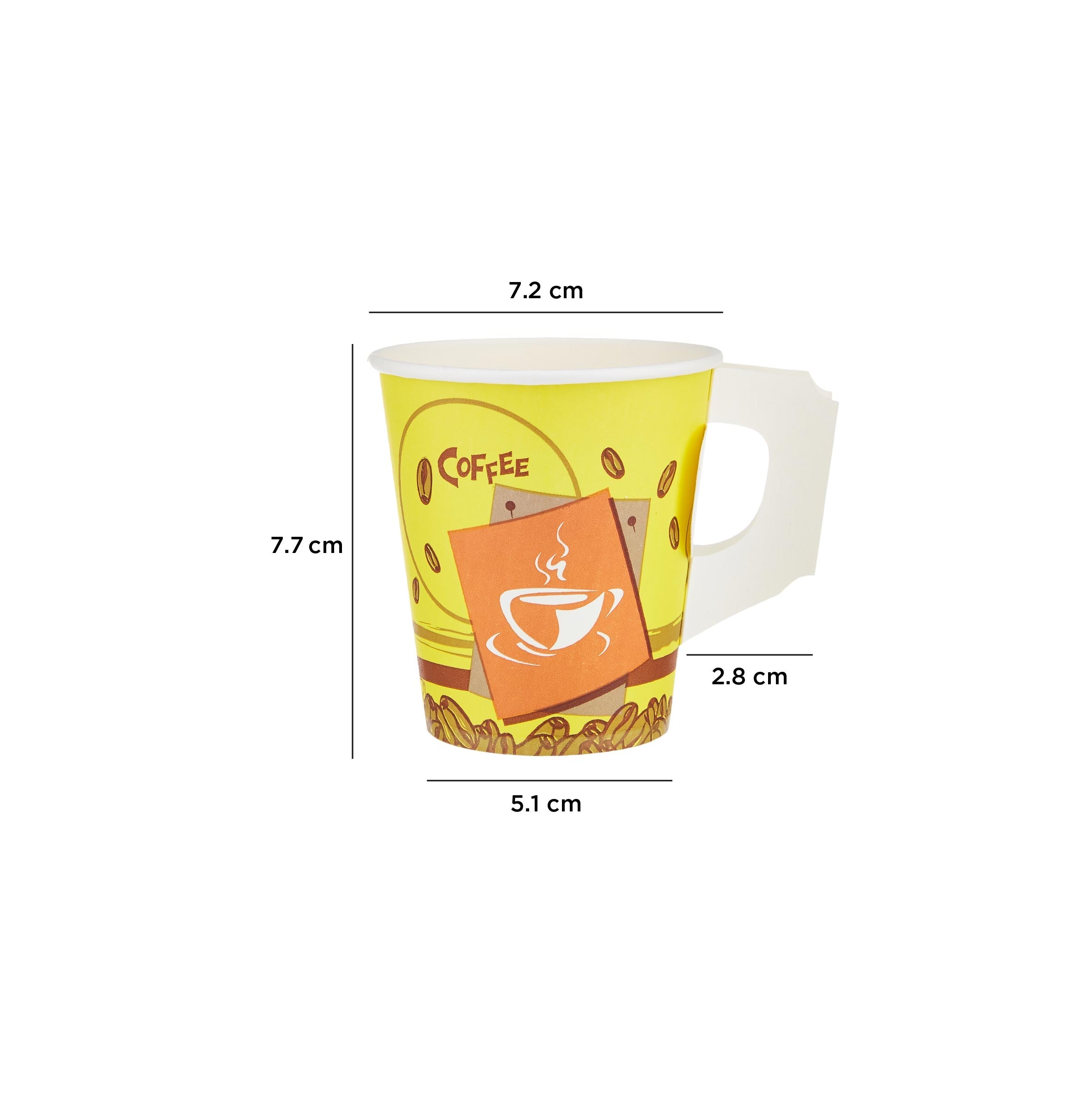 Printed Single Wall Paper Cups With Handle 7 Oz