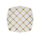 10 Inch White Square Plate With Silver Rim Design 10 Pieces