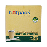 Disposable Wooden Wrapped Coffee Stirrer 14 Cm