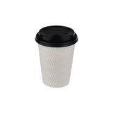 12 Oz White Embossed Paper Cup With Lid 10 Pieces