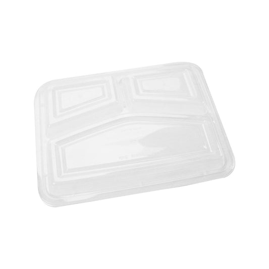 300 Pieces Black Base Rectangular 3-Compartment Container Lids Only