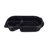 250 Pieces Black Base Rectangular 3-Compartment Container Lids Only