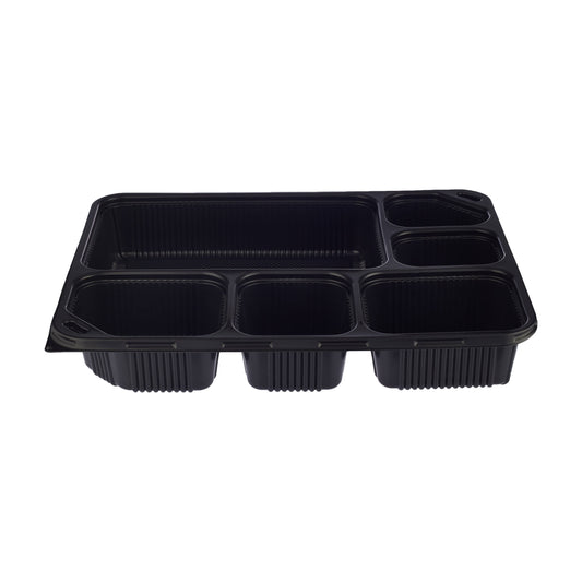 150 Pieces Black Base Rectangular 6-Compartment Container