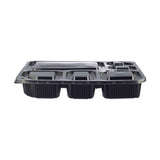 150 Pieces Black Base Rectangular 6-Compartment Container