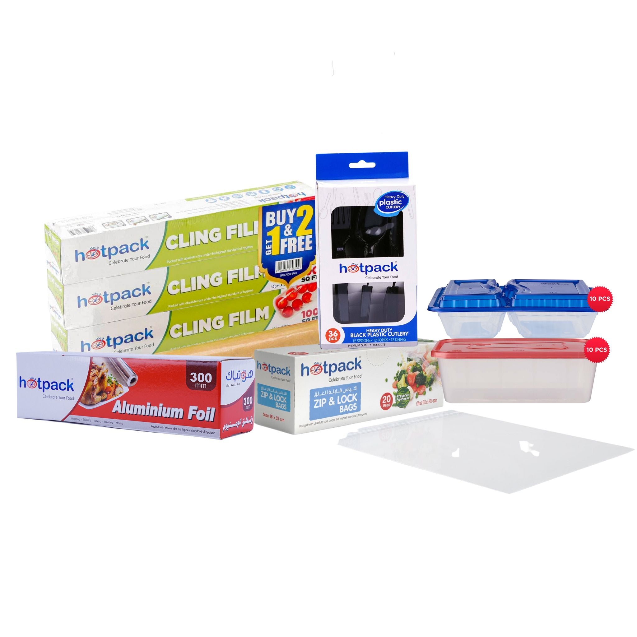 Back to School Combo (Microwave container, Aluminum Foil, Cling film, Cutlery Set, Zip lock Bag)