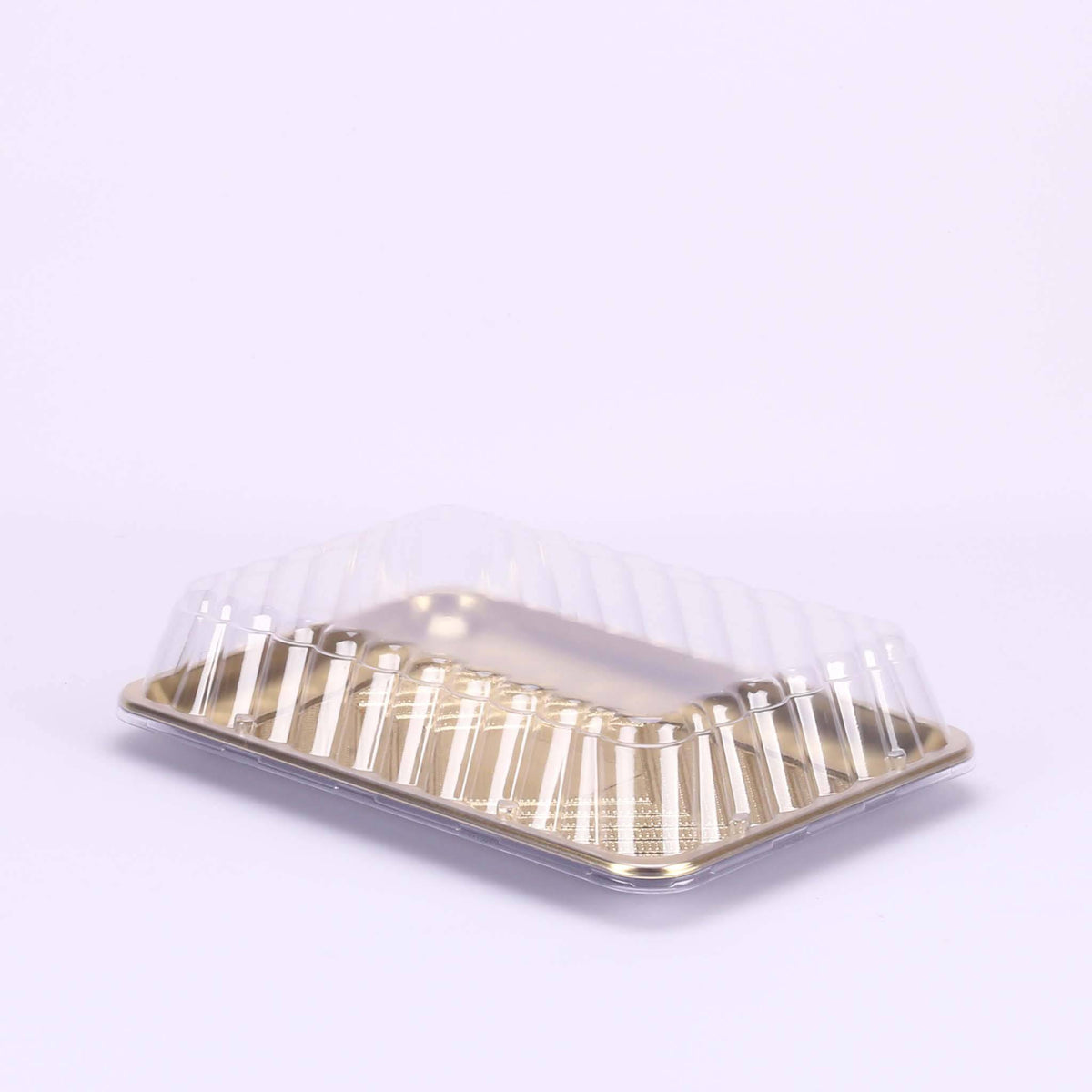 Gold Base Rectangle Cake Container With Lid