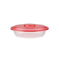 Round Ribbed Microwave Bowl With Color Lid