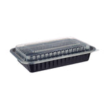 150 Pieces Black Base Rectangular Ribbed Container With Lids