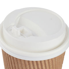 200 Pieces 12 Oz Kraft Ripple Paper Cup With Lid