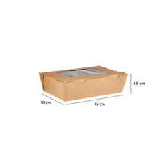 150 Pieces 150 Mm Kraft Lunch Box With Window