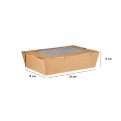 100 Pieces 180 Mm Kraft Lunch Box With Window