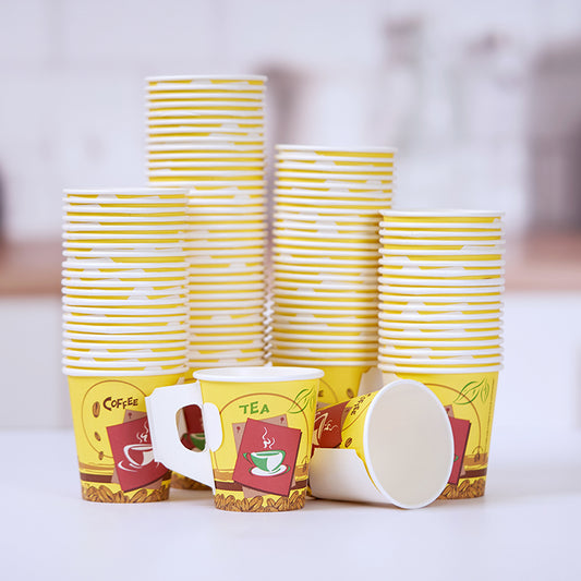 1000 Pieces 7 Oz Printed Single Wall Paper Cups With Handle