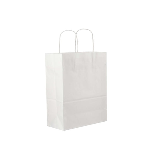 250 Pieces Paper Bag White Twist Handle 34x18x33.5 Cm