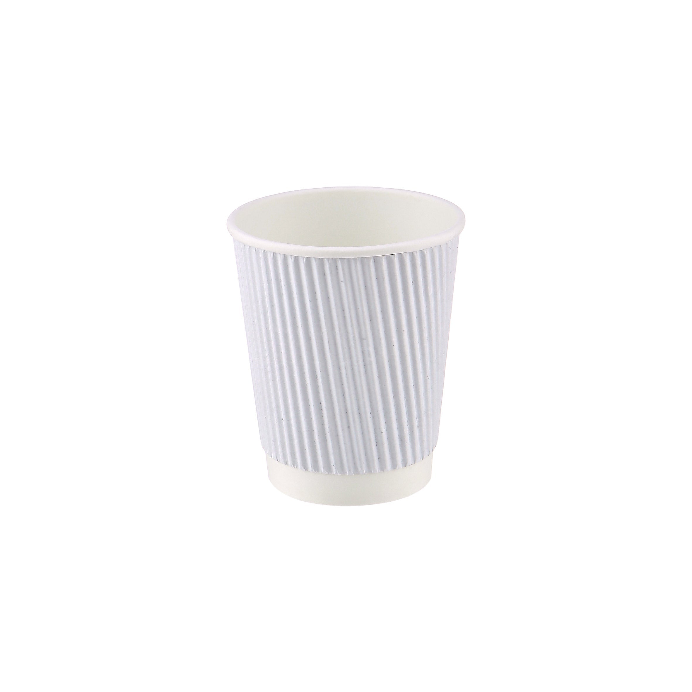 10 Pieces 8 Oz White Ripple Paper Cup With Lid