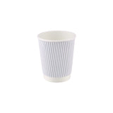 10 Pieces 8 Oz White Ripple Paper Cup With Lid