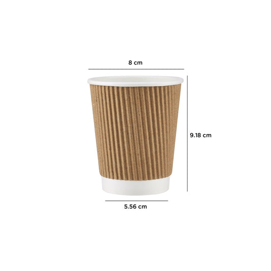 500 Pieces 8 Oz Kraft Ripple Paper Cups