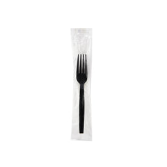 Heavy Duty Fork Black Plastic Individually Wrap 500 Pieces - Hotpack Global