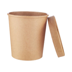 250 Pieces Kraft Paper Noodle Bowl With Kraft Lid