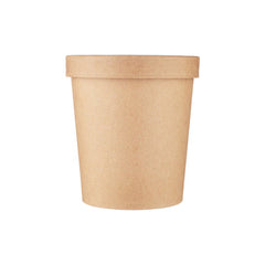 250 Pieces Kraft Paper Noodle Bowl With Kraft Lid