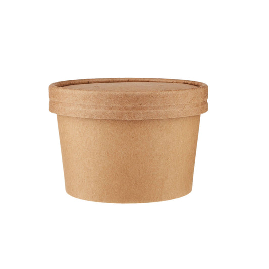 250 Pieces Kraft Paper Noodle Bowl With Kraft Lid