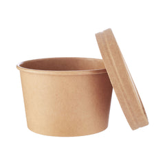 250 Pieces Kraft Paper Noodle Bowl With Kraft Lid