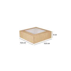 250 Pieces Kraft Square Salad Box 125 x 125 mm with Window