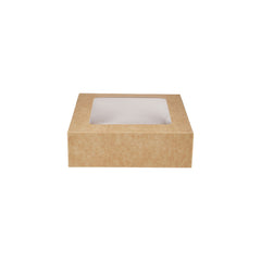 250 Pieces Kraft Square Salad Box with Window 140 x 140mm