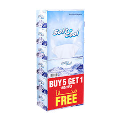 Soft n Cool Facial Tissue 200 Sheets x 2 Ply + 150 sheets x 2 Ply (5 Boxes+1 Box Free)