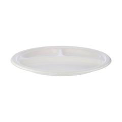 500 Pieces Bio-Degradable 3-compartment Round Plate 10 Inch