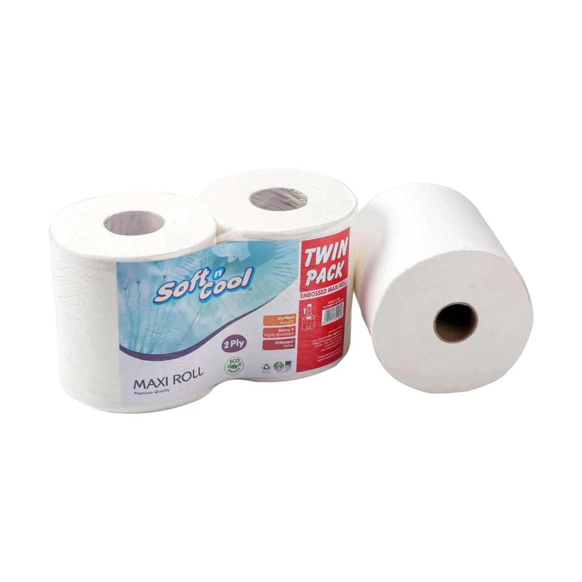 Soft n Cool Maxi Roll Twin Pack 2 Ply 260 Meter