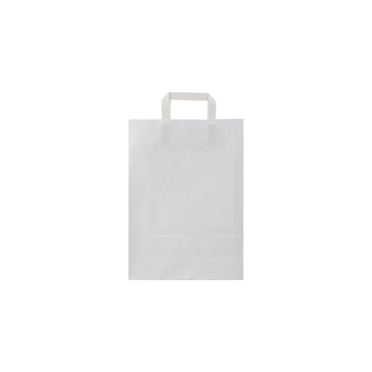 Paper Bag White Flat Handle 250 Pieces