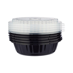 Black Base Round Container 24 oz With Lids