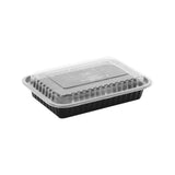 150 Pieces Black Base Rectangular Container 38 Oz With Lids