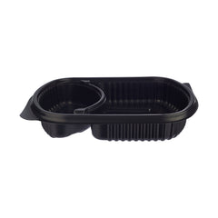 250 Pieces Black Base Rectangular 2-Compartment Container