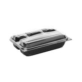 5 Pieces Black Base Rectangular 4-Compartment Container With Lid