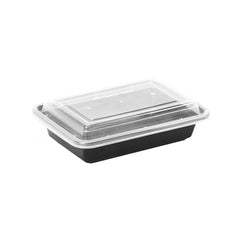 300 Pieces Black Base Rectangular Container 8 oz (250 ml)