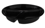 300 Pieces Black Base 3-Compartment Round Container 48 Oz